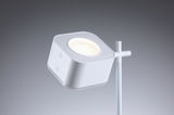 Projecteur de bureau LED blanc moderne avec interrupteur tactile et tête réglable pour un éclairage flexible.