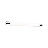 Chrome wall mirror with integrated LED light and clear spiral cable for bathroom lighting