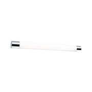 Chrome wall mirror with integrated LED light and clear spiral cable for bathroom lighting