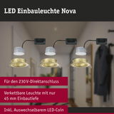 LED Einbauleuchte Nova in Messing mit 45 mm Einbautiefe und austauschbarem LED-Coin für 230V Anschluss