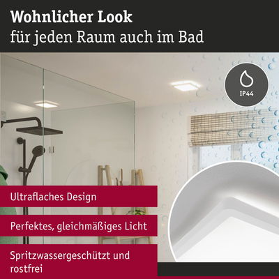 Ultraflache weiße LED-Deckenleuchte mit IP44 Schutz für Badezimmer, spritzwassergeschützt und rostfrei
