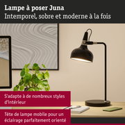 Lampe à poser Juna noire en métal avec tête orientable pour un éclairage intérieur moderne