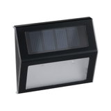 Black solar outdoor light with plastic housing and clear diffuser for energy-saving illumination