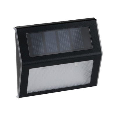 Black solar outdoor light with plastic housing and clear diffuser for energy-saving illumination