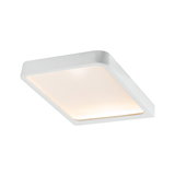 Plafonnier LED blanc moderne avec design rectangulaire et lumière blanc chaud pour espaces de vie