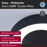 Plafonnier Casca noir avec lumière blanche réglable RGBW, anti-éblouissement, IP44