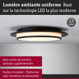 Plafonnier LED rond noir avec sortie de lumière latérale supplémentaire et fixation à baïonnette facile