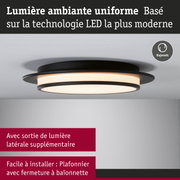 Plafonnier LED noir avec lumière ambiante uniforme et fermeture à baïonnette pour installation facile