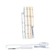 LED light strips with white plastic housing and power supply, dimmable, warm and cool white light
