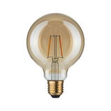 Round LED bulb with amber glass and E27 base for decorative lighting and warm ambiance