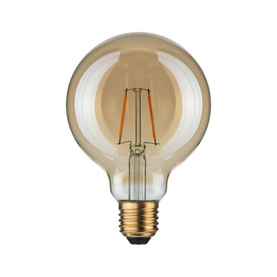 Round LED bulb with amber glass and E27 base for decorative lighting and warm ambiance