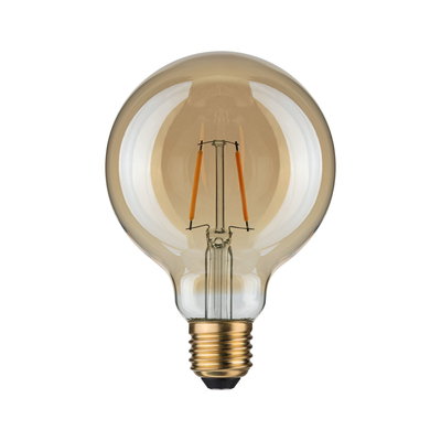 Ronde LED-lamp met amberkleurig glas en E27-fitting voor sfeervolle decoratieve verlichting