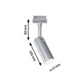 Zilveren metalen LED-spot van 80 mm hoog en 43 mm diameter voor moderne binnenverlichting