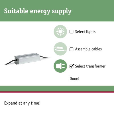 Silver aluminium transformer with cables for LED lighting, suitable energy supply selection guide