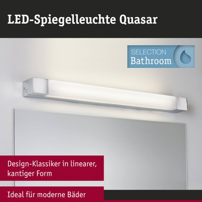 LED-Spiegelleuchte Quasar in chromfarbenem Metall für moderne Badezimmerbeleuchtung