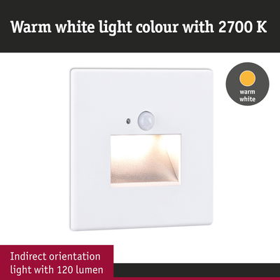 White LED wall light with indirect warm white 2700K illumination and 120 lumens output