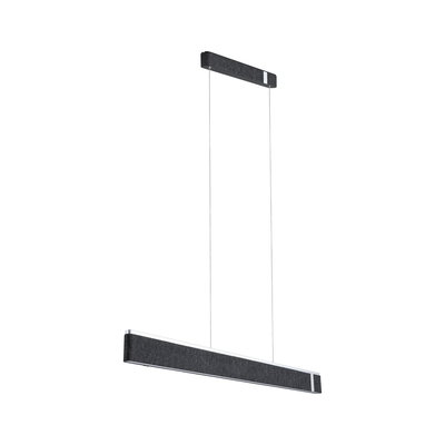 Moderne zwarte LED-hanglamp met stoffen bekleding en aluminium frame voor stijlvolle verlichting