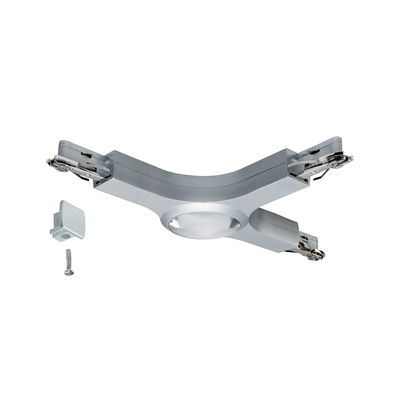 Zilverkleurige driedubbele metalen LED-connector met diffuser en montageschroef voor verlichtingssystemen
