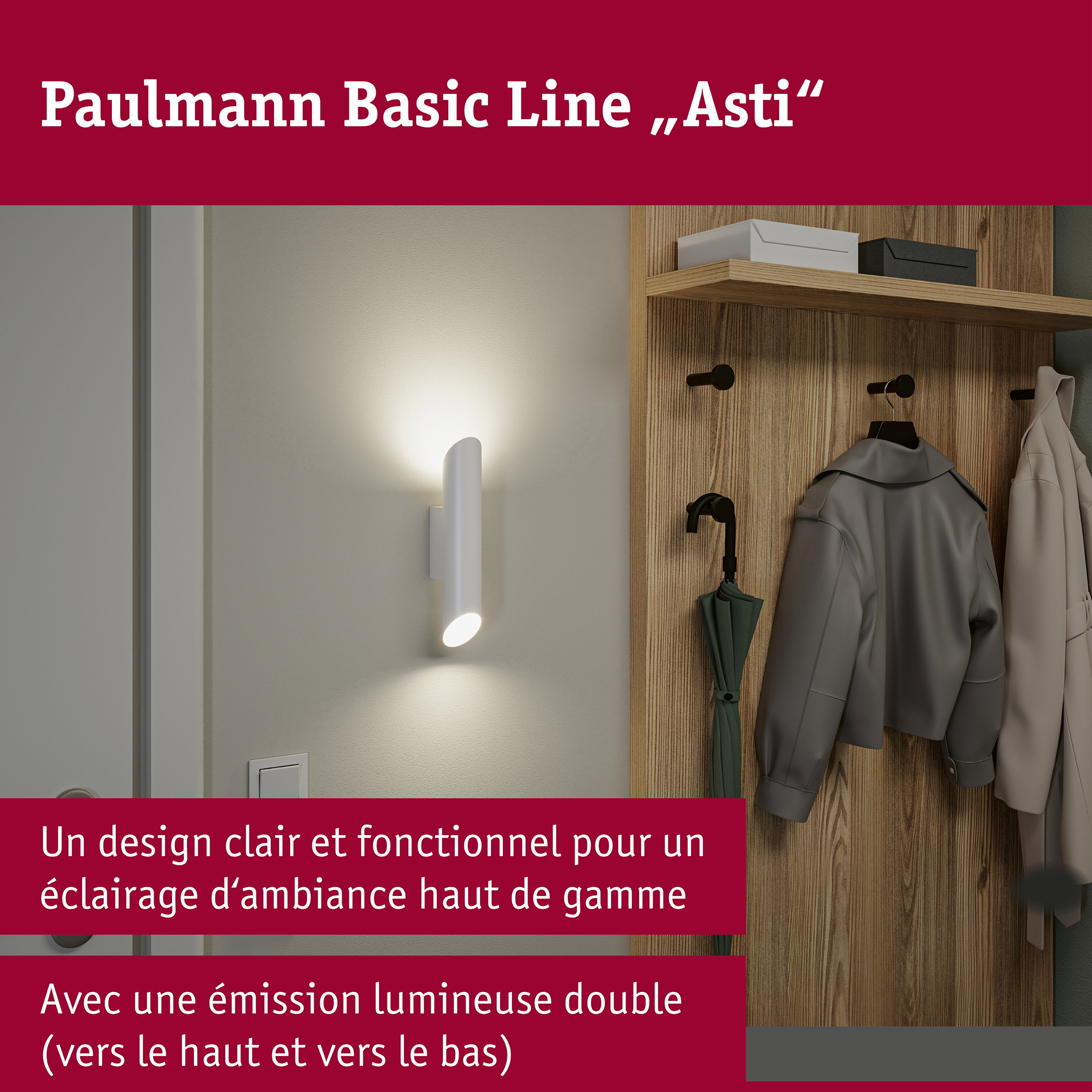 Applique Asti GU10 230V max. 2x10W Blanc dépoli