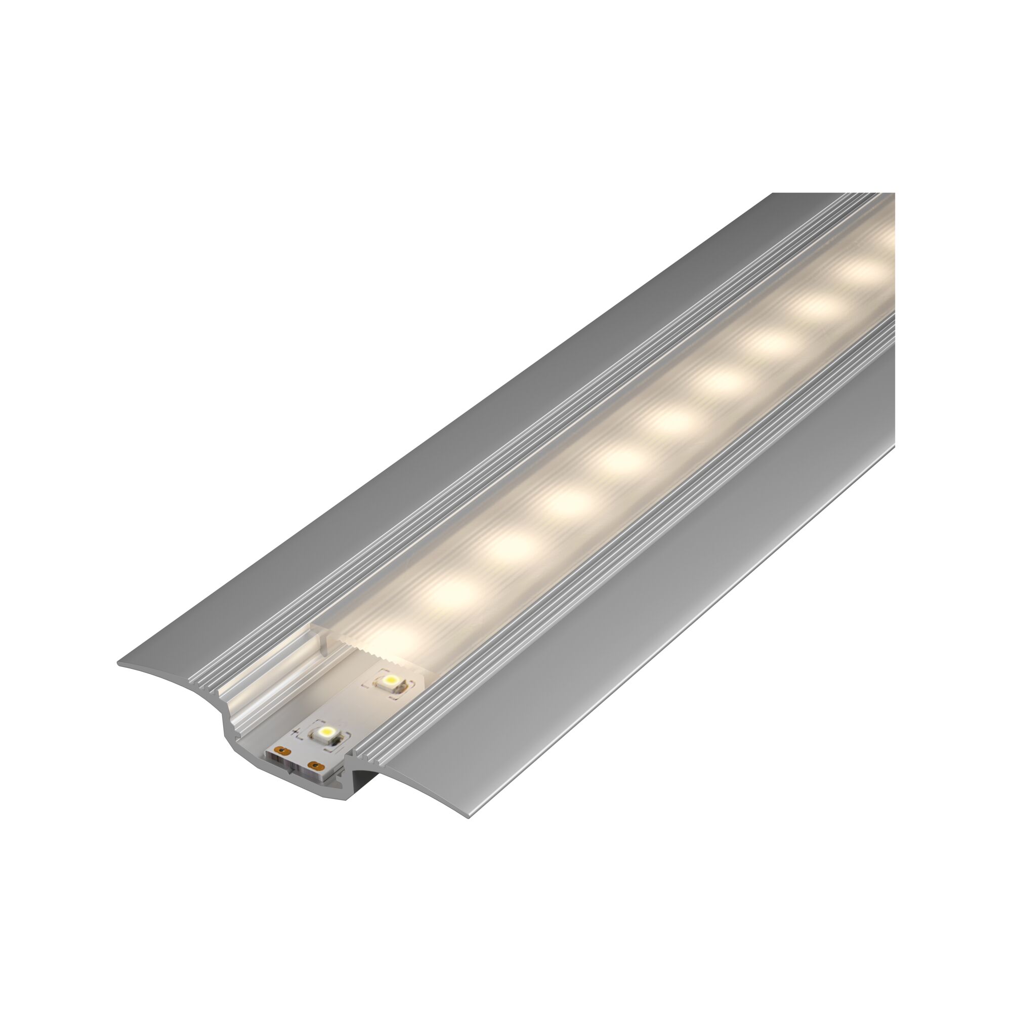 Aluminium LED-profiel met melkachtige diffuser en warm wit licht voor indirecte verlichting