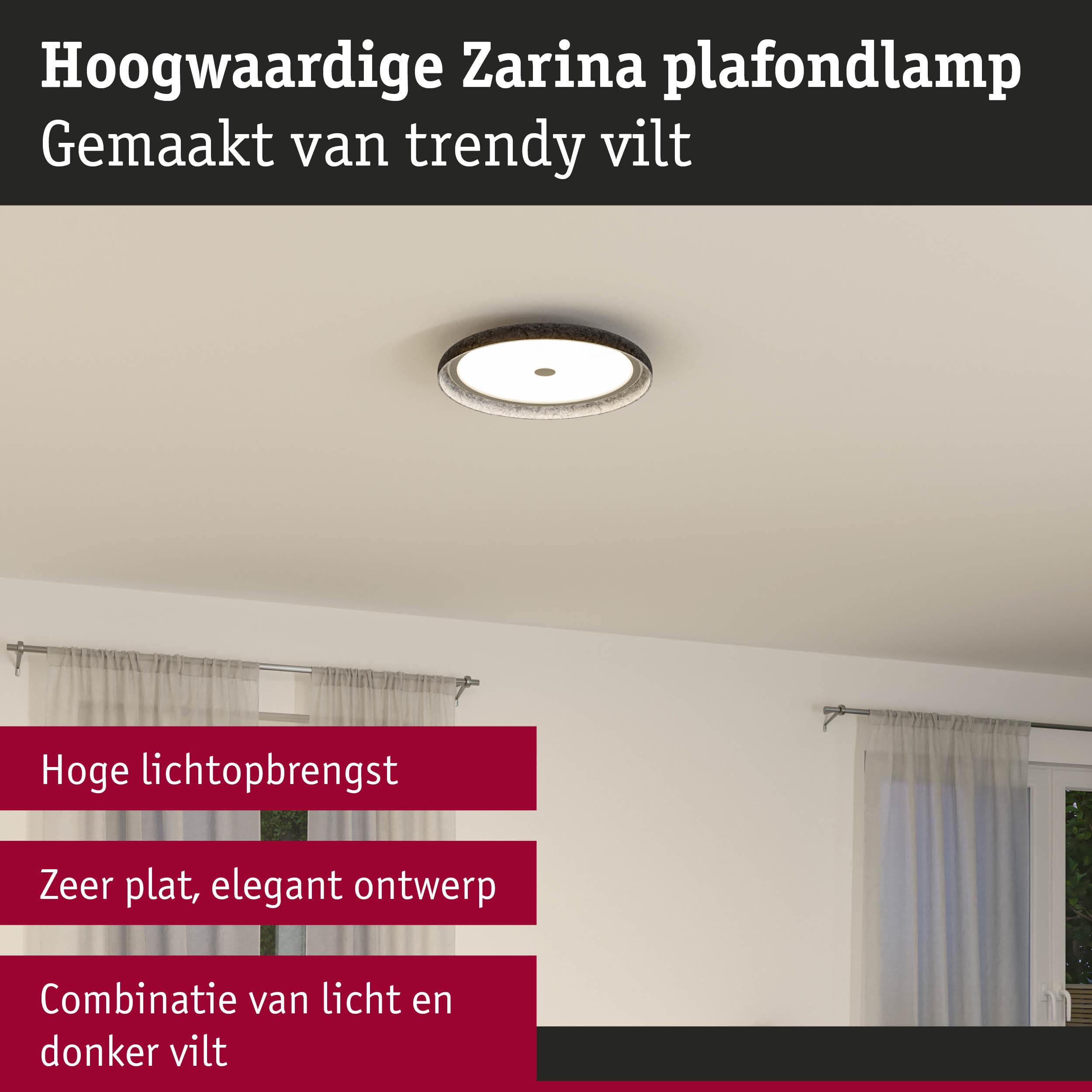 Ronde Zarina plafondlamp van donker vilt met plat elegant ontwerp en hoge lichtopbrengst