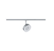 Modern silver aluminium LED spotlight on track system for versatile room lighting