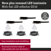 Nova plus recessed LED luminaire in die-cast aluminium with exchangeable lamp and GU10 LED reflector