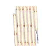 Flexible LED strip with warm white light and transparent silicone coating for versatile lighting