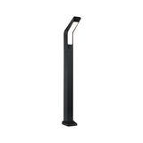 Lampe extérieure LED noire moderne en aluminium avec tête lumineuse incurvée et lumière blanc chaud