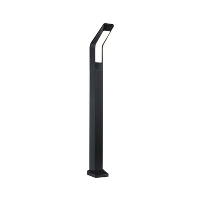 Lampe extérieure LED noire moderne en aluminium avec tête lumineuse incurvée et lumière blanc chaud