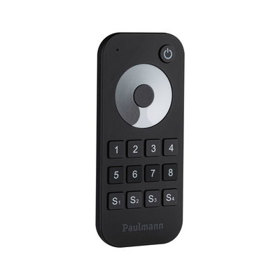 Black remote control with buttons and dial for Paulmann LED lighting system