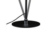 Black round metal base with cable connection for modern LED floor lamp in minimalist style