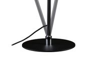 Schwarze Metalllampenbasis mit rundem Fuß und Kabelanschluss für moderne LED-Tischleuchte