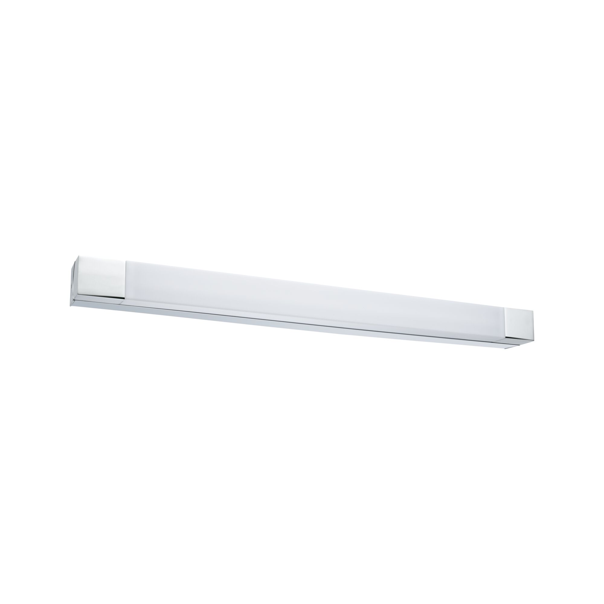 Schlanke weiße LED-Wandleuchte mit chromfarbenen Endkappen für modernes Raumlicht