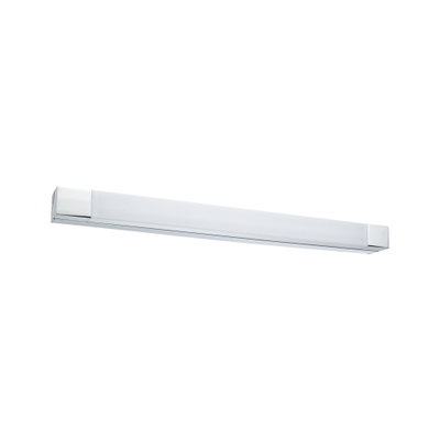 Schlanke weiße LED-Wandleuchte mit chromfarbenen Endkappen für modernes Raumlicht