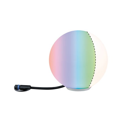 Globe lumineux LED rond avec dégradé de couleurs et câble noir pour éclairage intérieur moderne