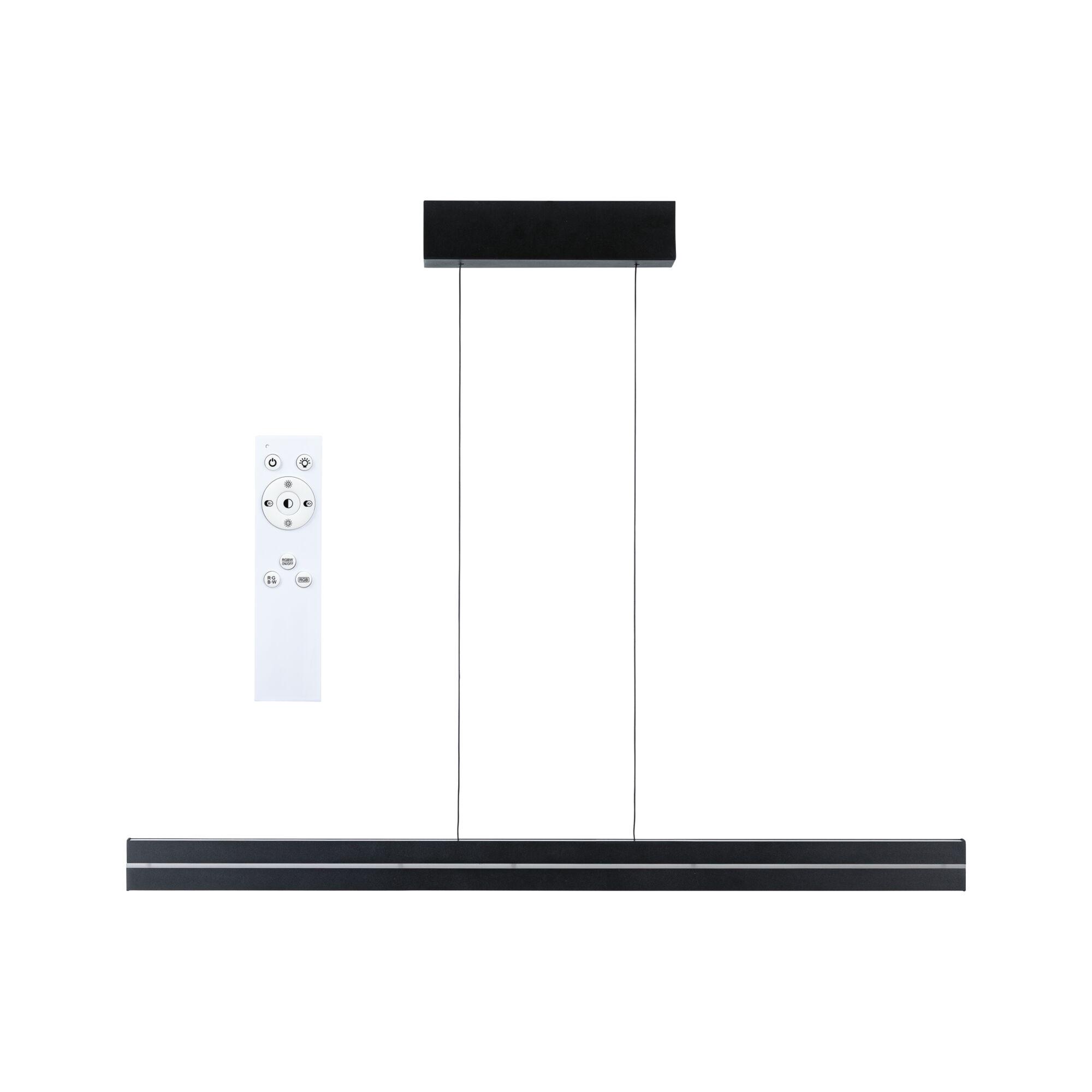 Black metal LED pendant light with remote control for dimmable lighting in modern design
