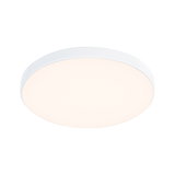 Round white LED ceiling light made of plastic with warm white light for living spaces