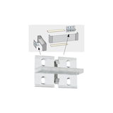 Support en plastique transparent avec clips métalliques pour fixation de profils LED, instructions de montage visibles.