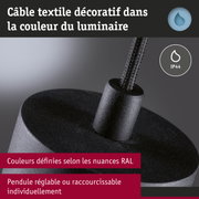 Câble textile noir IP44 pour luminaire, réglable et disponible en couleurs RAL personnalisées
