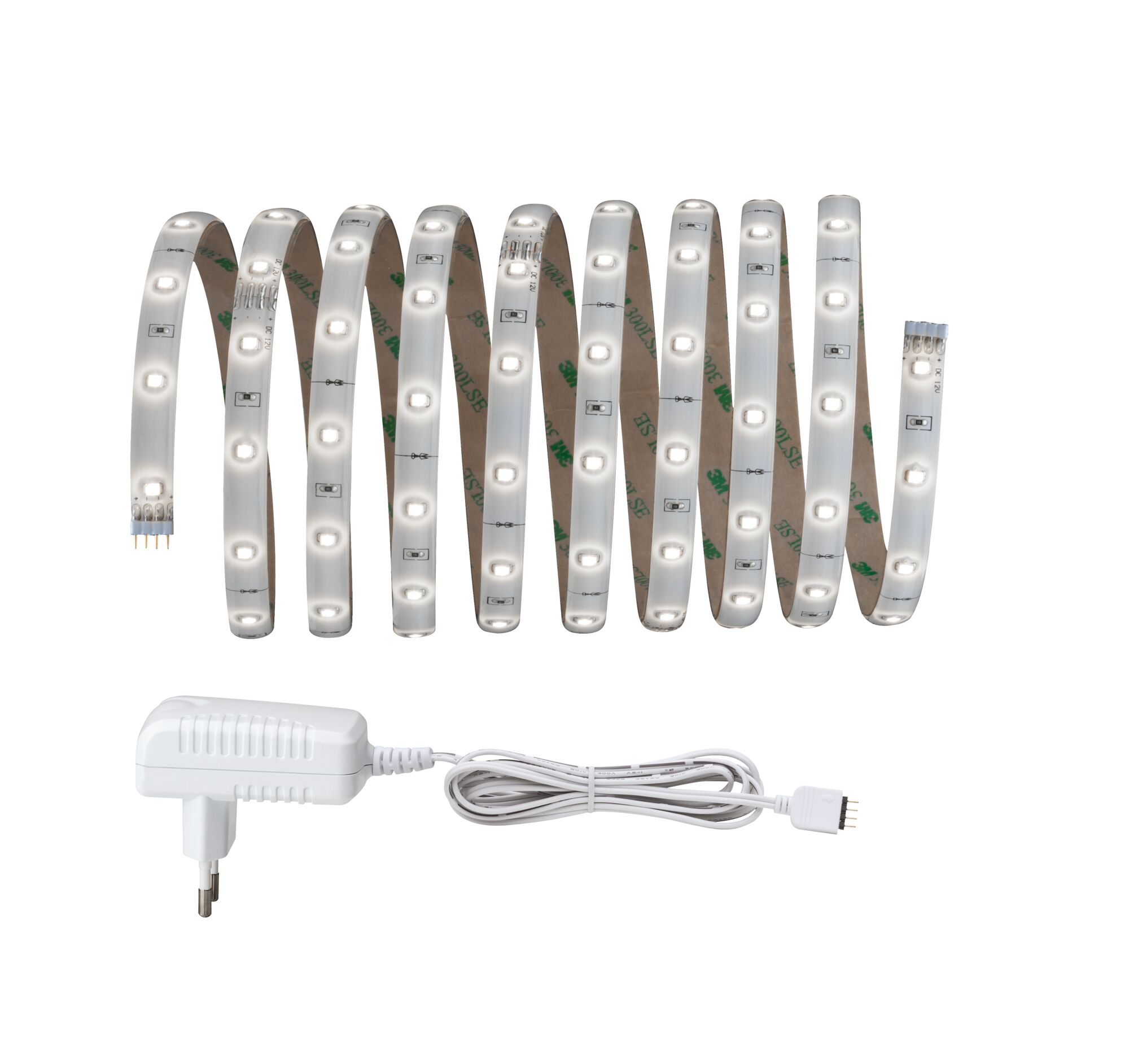 YourLED Strip LED Blanc lumière 3m revêtue 7,5W 270lm/m 39 LEDs/m 6000K 18VA Bande LED flexible avec éclairage blanc et adaptateur secteur blanc pour éclairage polyvalent