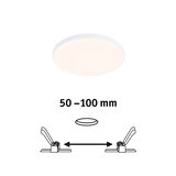 Round white LED ceiling light with flat design and adjustable installation size 50-100 mm