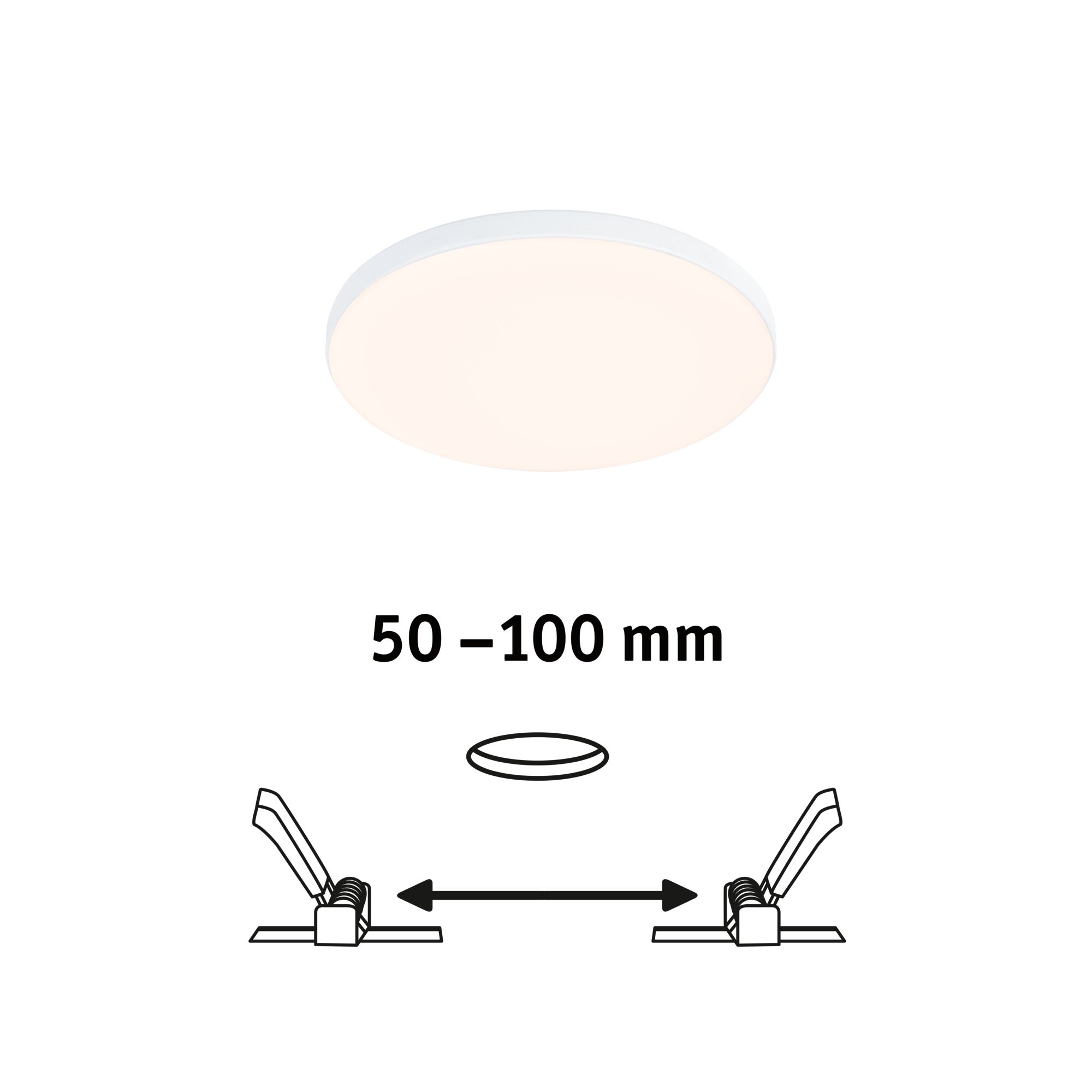 Runde weiße LED-Deckenleuchte mit warmweißem Licht und flachem Design für moderne Innenräume