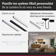 Système de rail URail modulaire avec rails blancs et noirs et connecteurs électriques pour éclairage LED