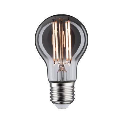 Clear glass LED bulb with visible filaments, energy-efficient lighting option for modern interiors