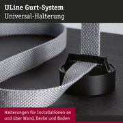 Graues ULine Gurt-System mit Universal-Halterung aus robustem Textil für flexible Installationen