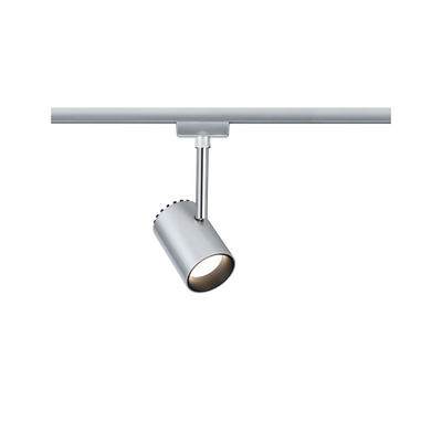 Spot LED moderne en métal argenté sur rail pour un éclairage d’intérieur flexible