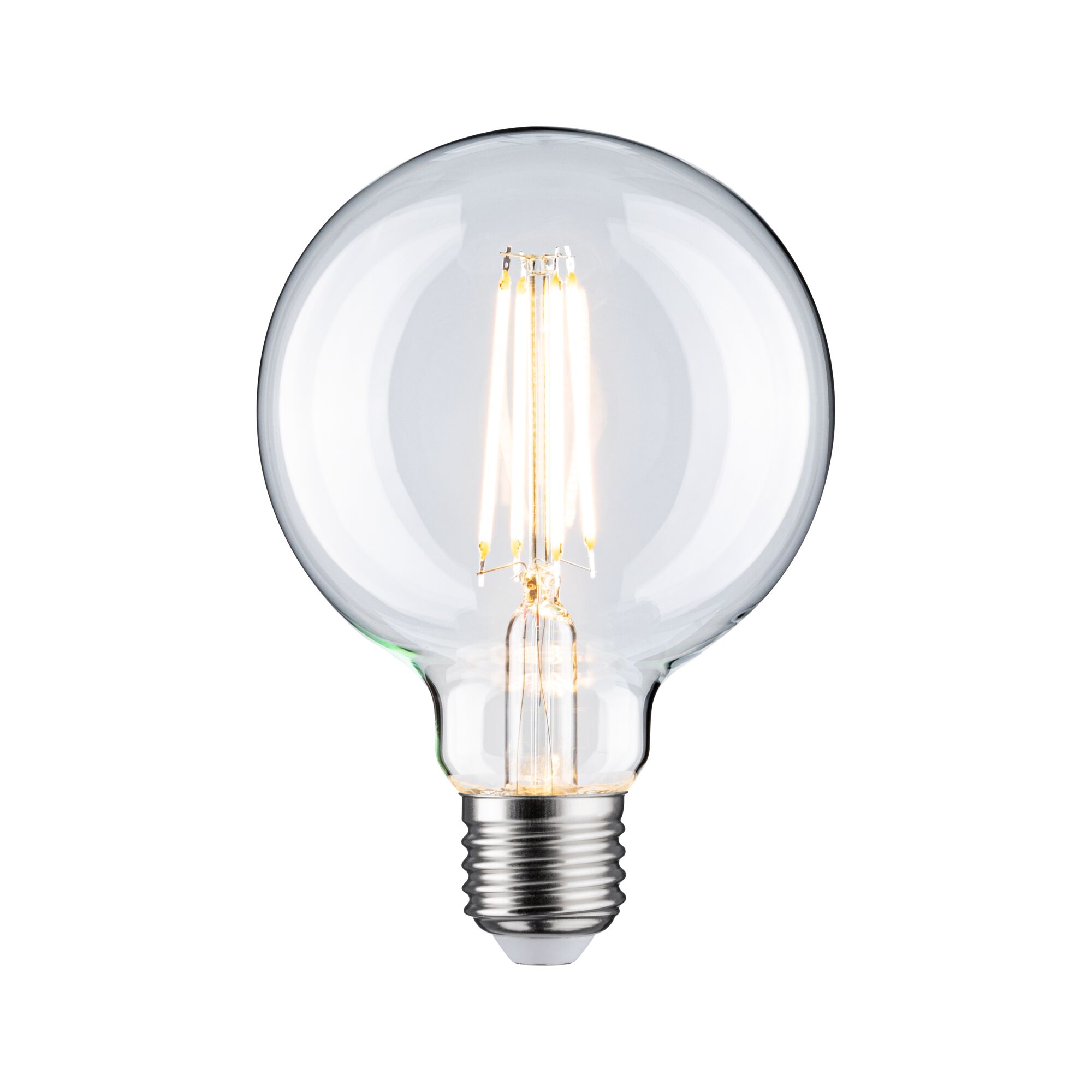 Klarer LED-Glühbirne mit sichtbaren Filamenten und E27-Fassung für energiesparende Beleuchtung