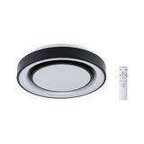 Plafonnier LED rond noir et blanc avec télécommande pour éclairage dimmable et changement de couleur