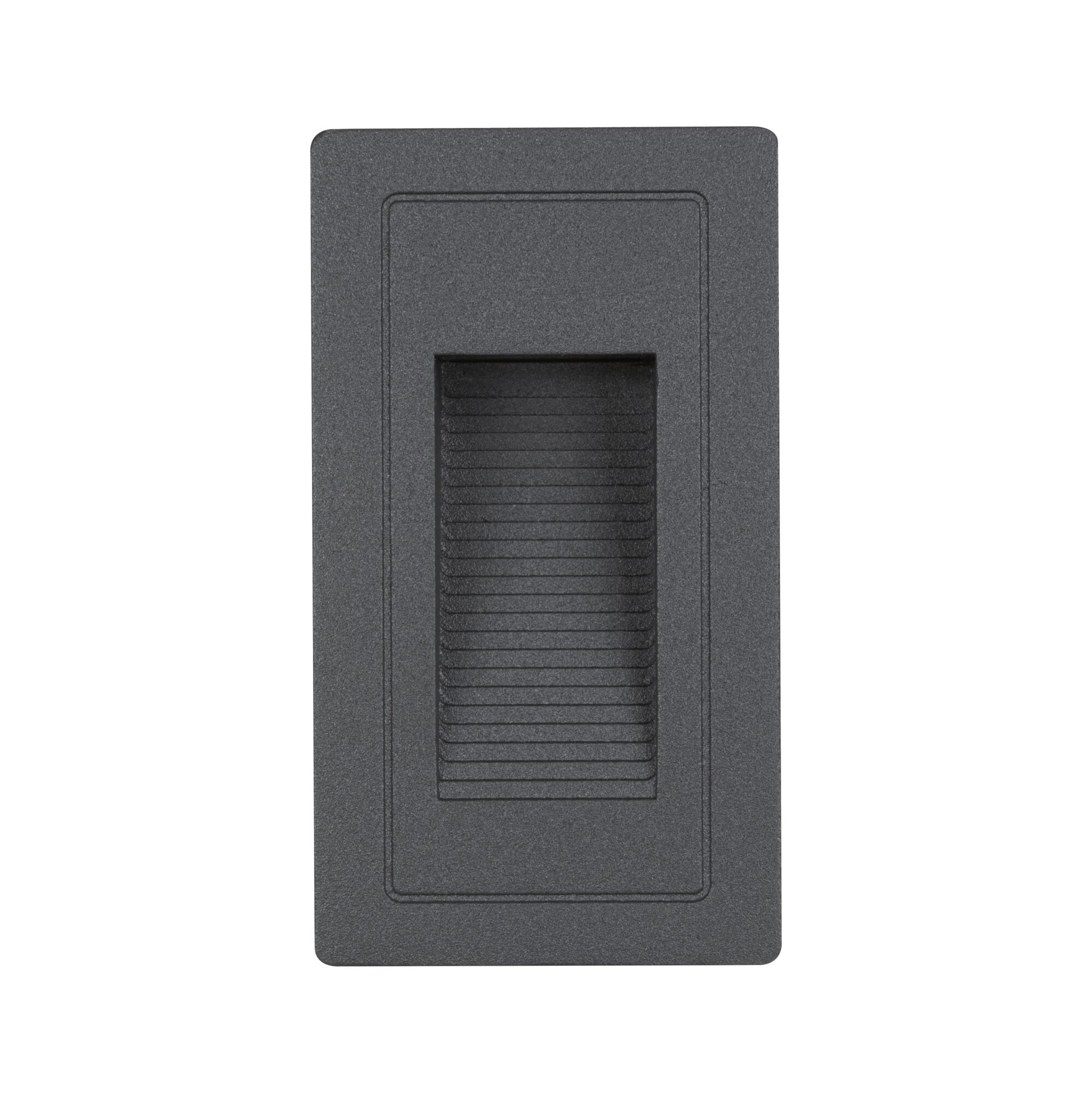 Rectangular anthracite plastic LED recessed light with ribbed light opening for modern lighting